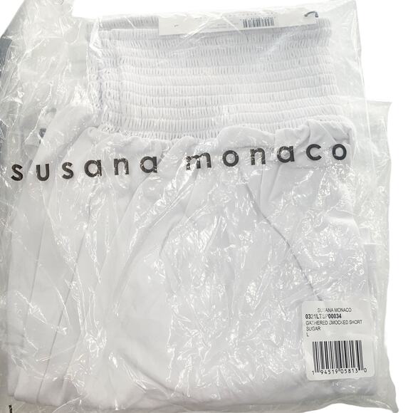 2/$30 SUSANA MONACO Gathered Smocked Short Size L White Sugar New $98 - Picture 5 of 6
